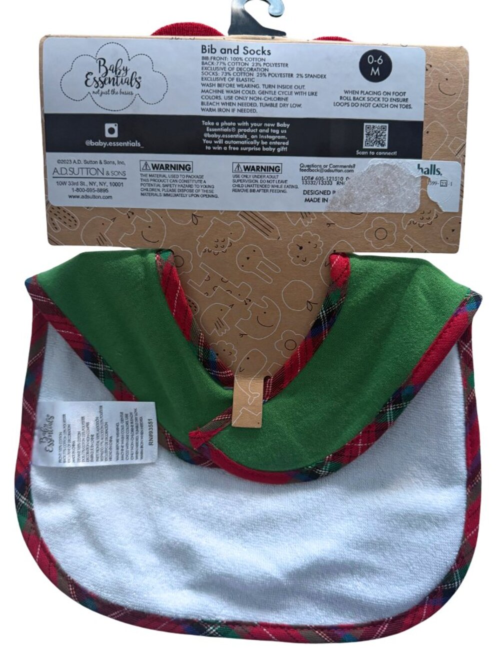 Baby Essentials My First Christmas Train Bib Socks Set 0–6M NWT - Picture 2 of 2